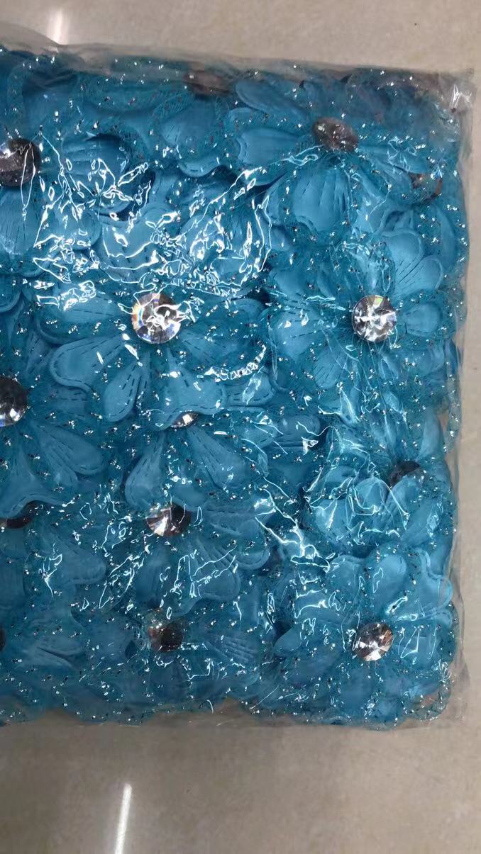 002 Blue With Diamond Small Flower Textile Accessories Diy full figure