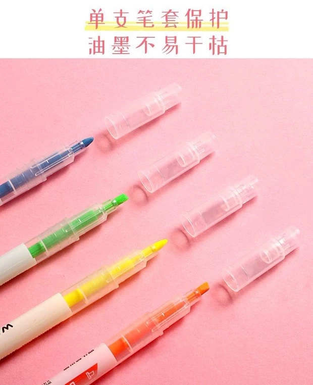 义乌好货 浚韬文具双头荧光笔套装6色荧光标记笔彩色一粗一细划重点学生用线笔套装详情10