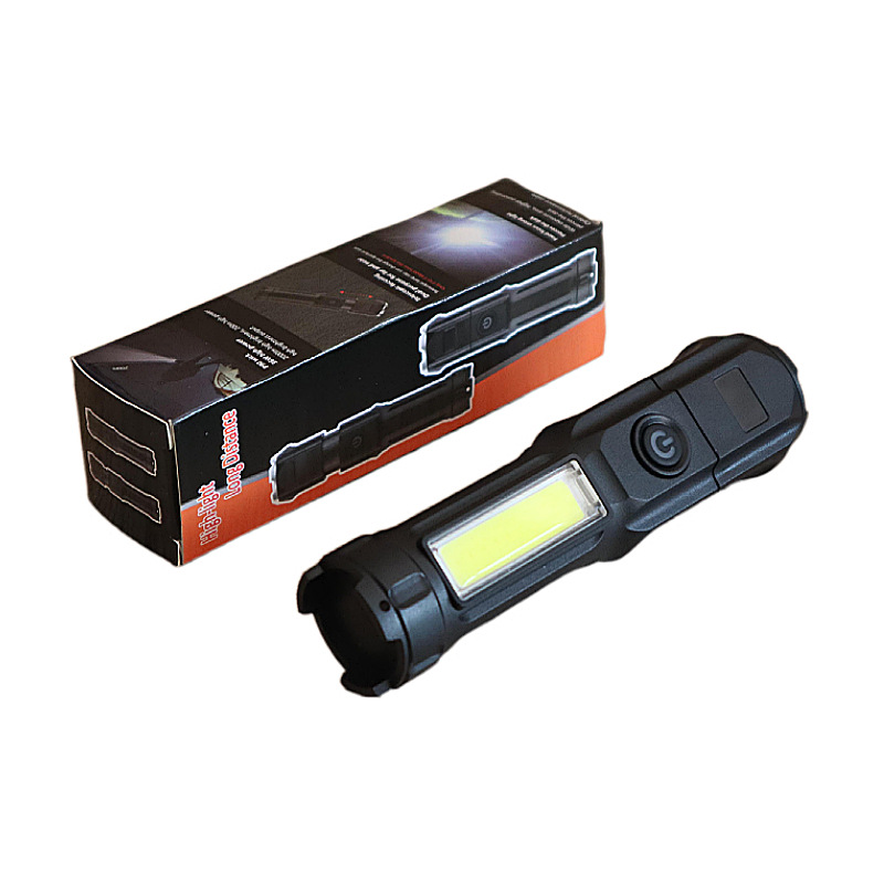 迷你强光手电筒 USB充电 内置锂电池带侧灯 LED户外伸缩远射手电 详情图4