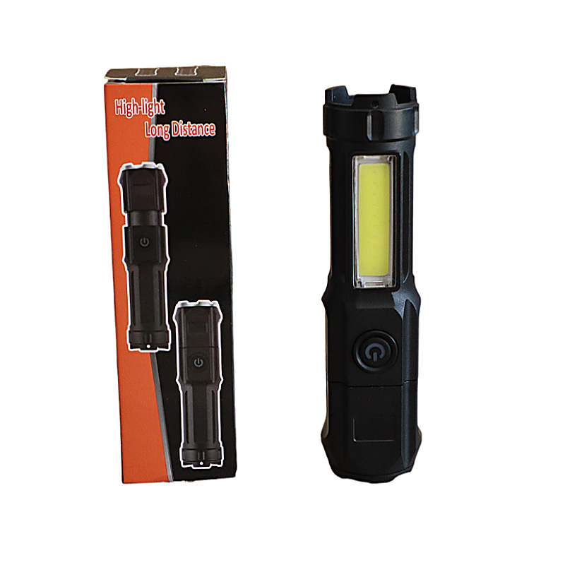 迷你强光手电筒 USB充电 内置锂电池带侧灯 LED户外伸缩远射手电 详情图3