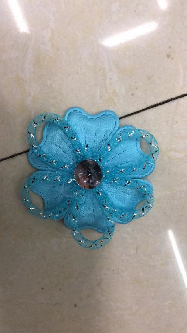 002蓝色带钻小花纺织辅料diy
