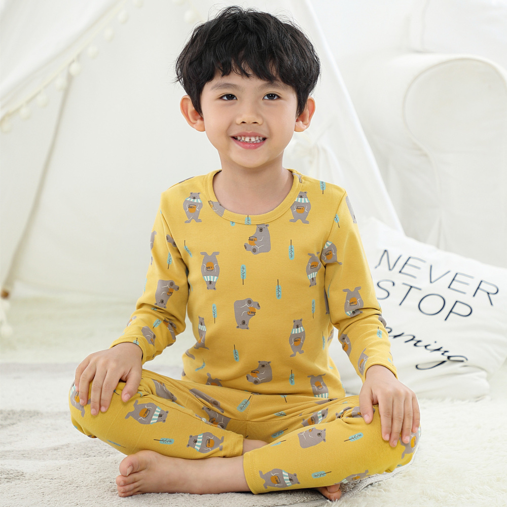 舒绒彩棉加厚儿童保暖内衣套装 细节图