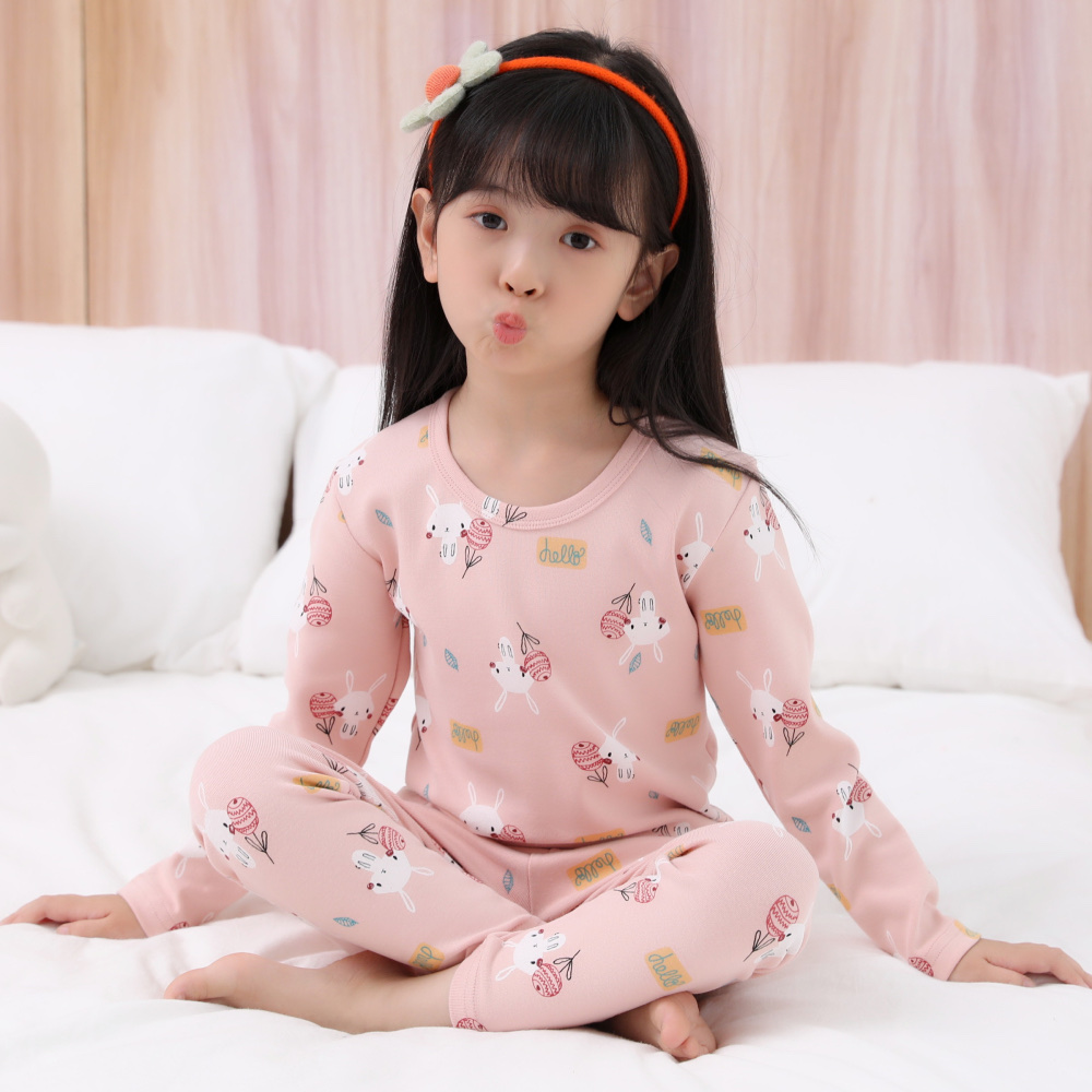 舒绒彩棉加厚儿童保暖内衣套装 8065 纯棉中大童秋衣秋裤男童装