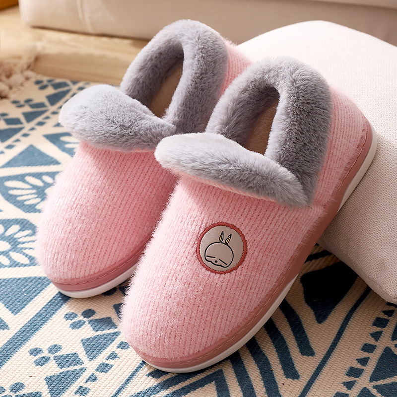 Women's autumn and winter indoor anti-slip and warm postpartum confinement home use couple thick-soled bags and men's cotton shoes winter Specification image