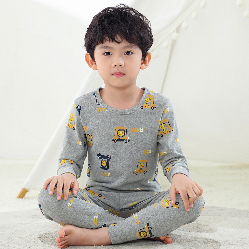 舒绒彩棉加厚儿童保暖内衣套装 8061 纯棉中大童秋衣秋裤男童装