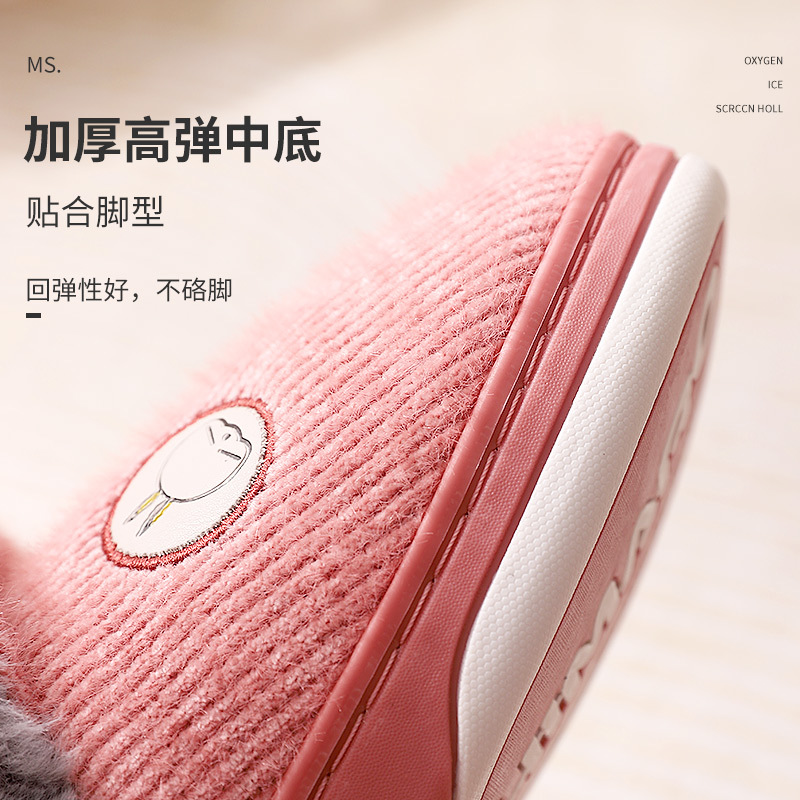 Women's autumn and winter indoor anti-slip and warm postpartum confinement home use couple thick-soled bags and men's cotton shoes winter details Picture