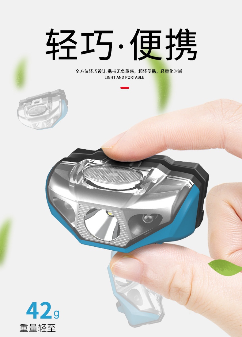 迷你强光头灯智能挥手感应可充电可拆卸电池户外野营钓鱼头灯led 详情图5