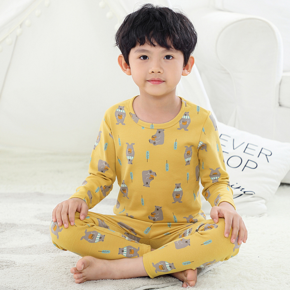 舒绒彩棉加厚儿童保暖内衣套装 8062 纯棉中大童秋衣秋裤男童装