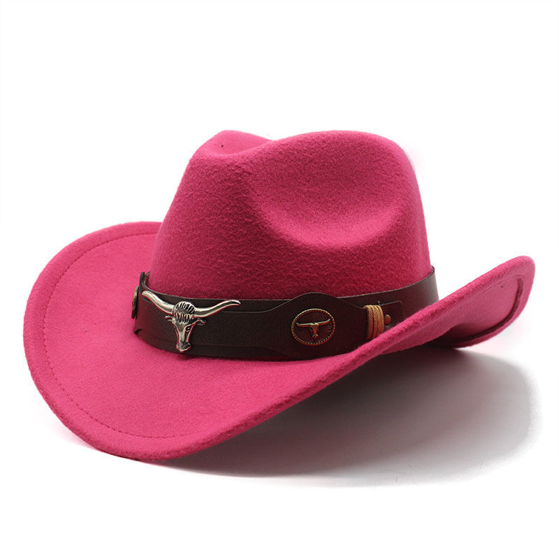 Western cowboy hat with metal bull decoration
