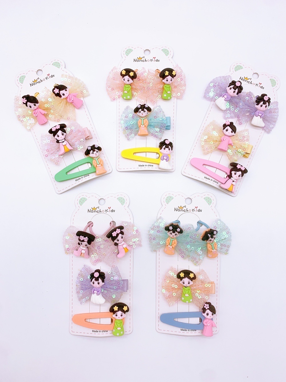 Little Princess Cute Yarn Set 4-Piece Hairpin Band Set Specification drawing
