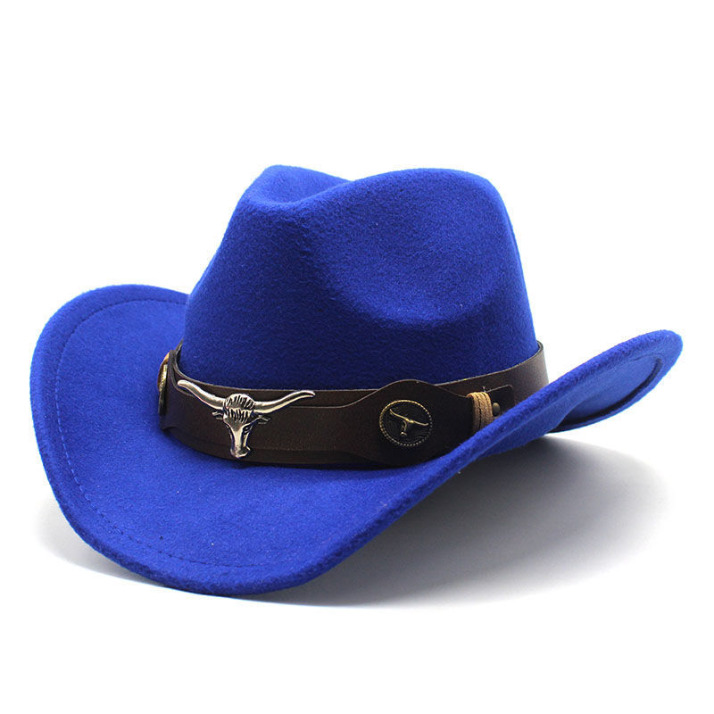 Western cowboy hat, metal bull hat, dark blue details Picture