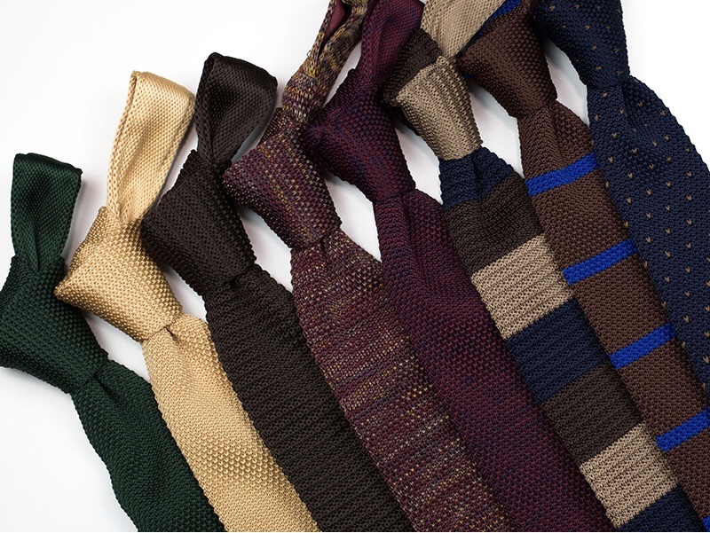 5 cm narrow knit tie, brown retro striped, British, Japanese and Korean style trendy crew cut Specification image