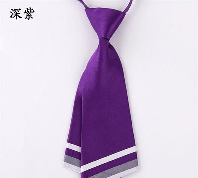 Short double-layered women's tie in the shape of a knife, sailor student uniform, white-collar solid color diagonal small tie details Picture