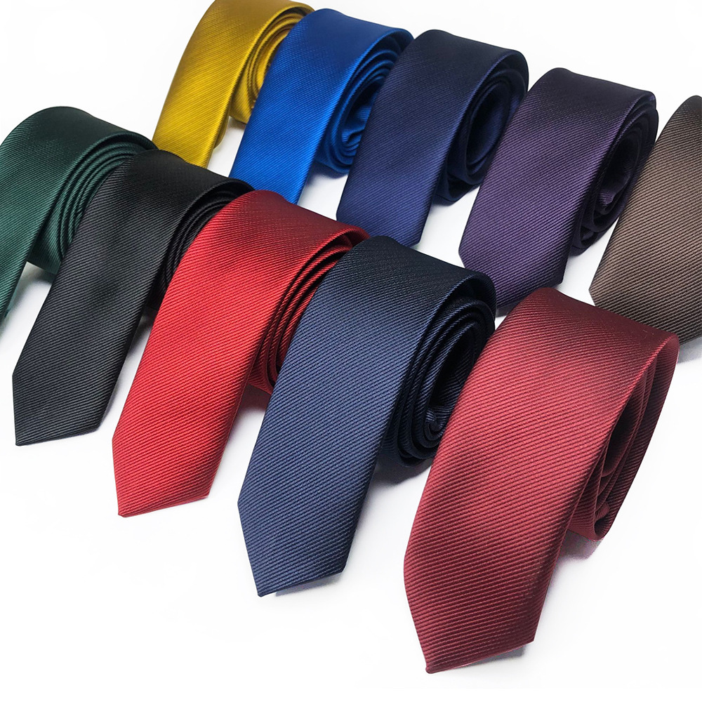 Narrow 5cm color-woven fine twill Korean-style professional wear for men and women, wedding, work and casual details Picture