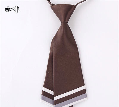 Short double-layered women's tie in the shape of a knife, sailor student uniform, white-collar solid color diagonal small tie Specification image