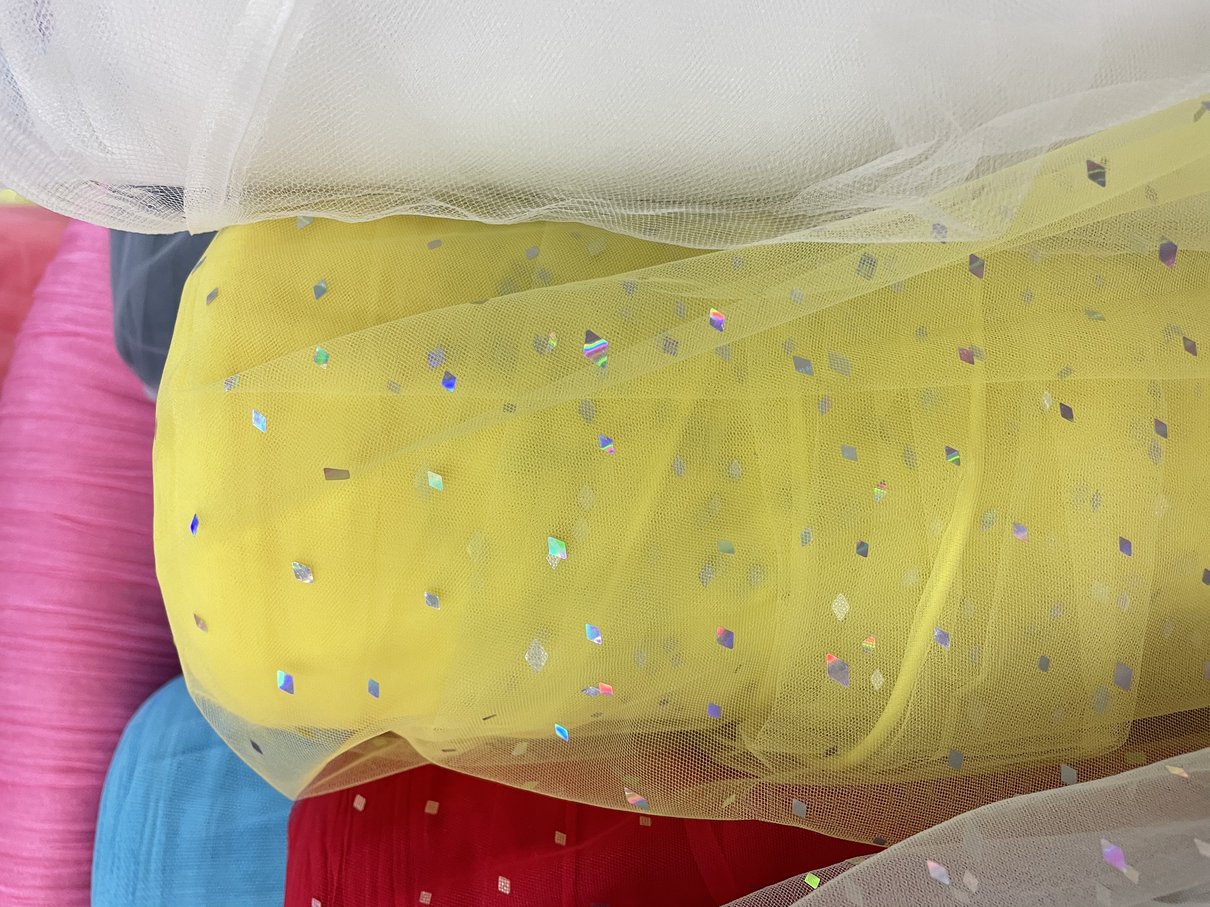 加密网镭射片服装头饰工艺品面料 黄