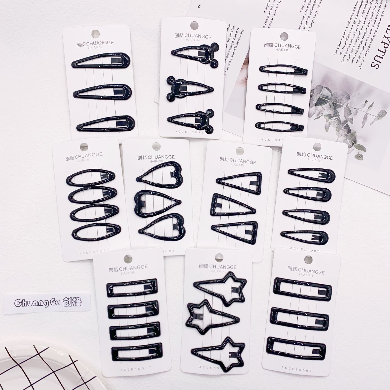 Black oil-dripping BB clip, a fashionable hair clip for students and children, milk tea color series BB clip, matte texture oil-dripping BB clip