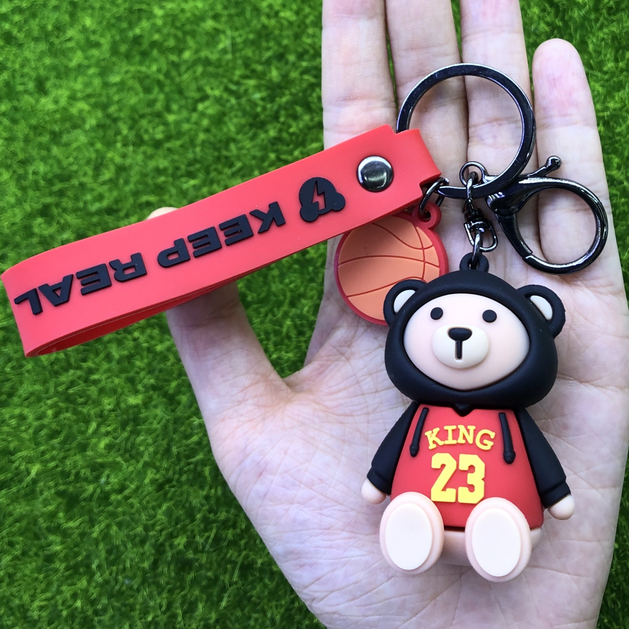 pvc硅胶软胶篮球小熊钥匙扣包包汽车钥匙挂件详情图2