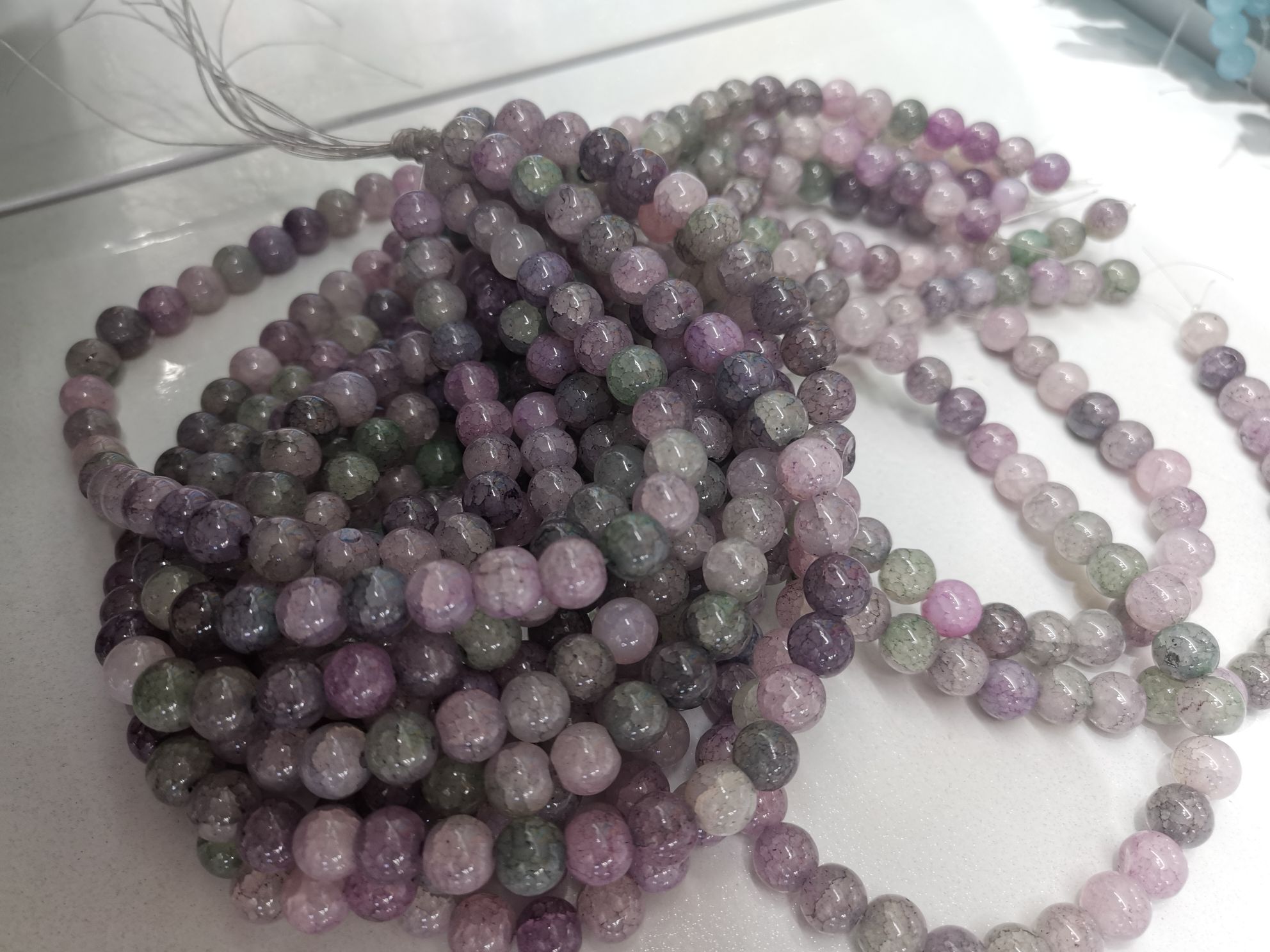 8mm渐变紫碎花本色圆珠