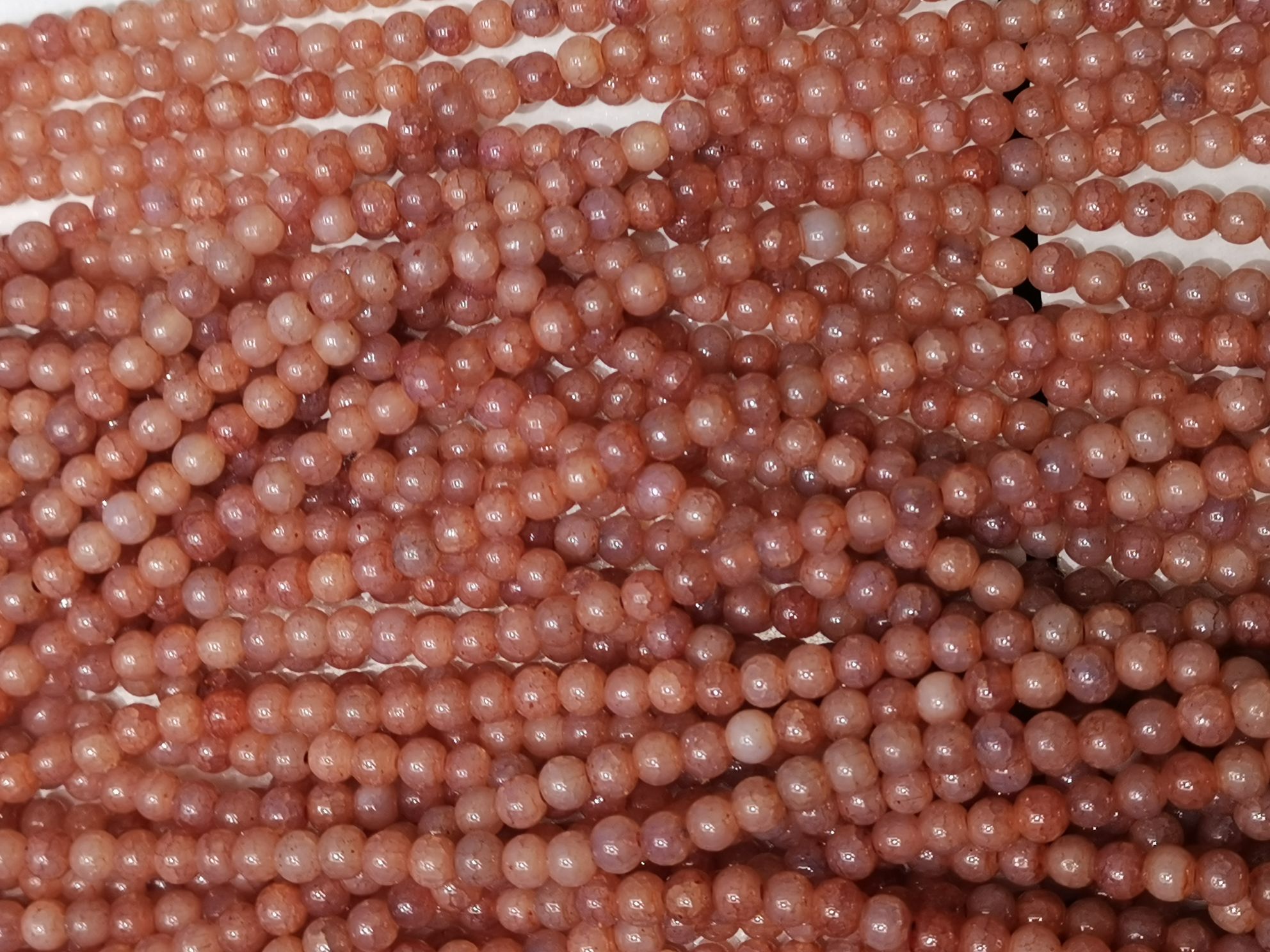 嘉伊6mm肉桂色本色碎花圆珠