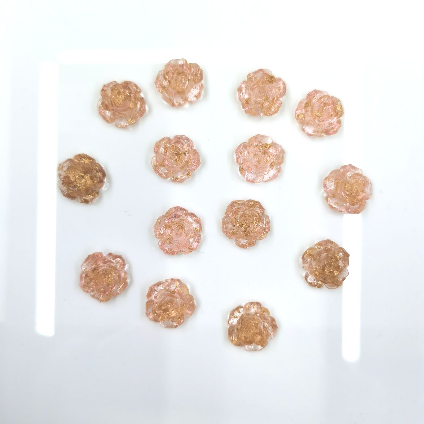 Rose 19mm gold foil effect ice-transparent hair accessory resin flower accessory earrings and earrings Specification image