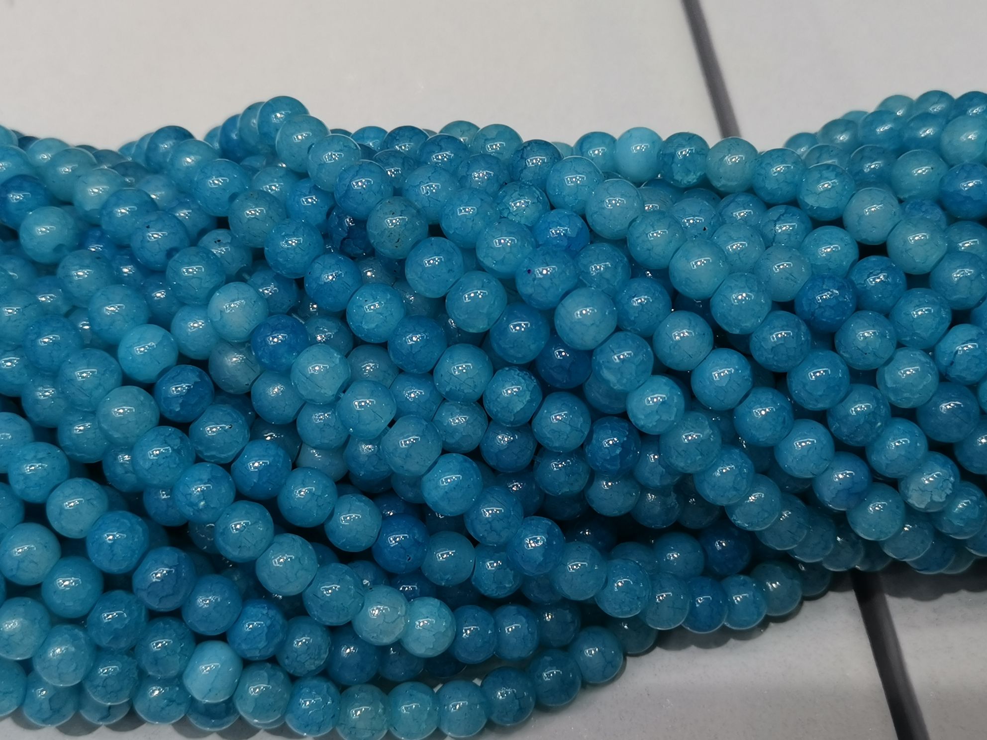 嘉伊6mm浅蓝本色碎花圆珠详情图4