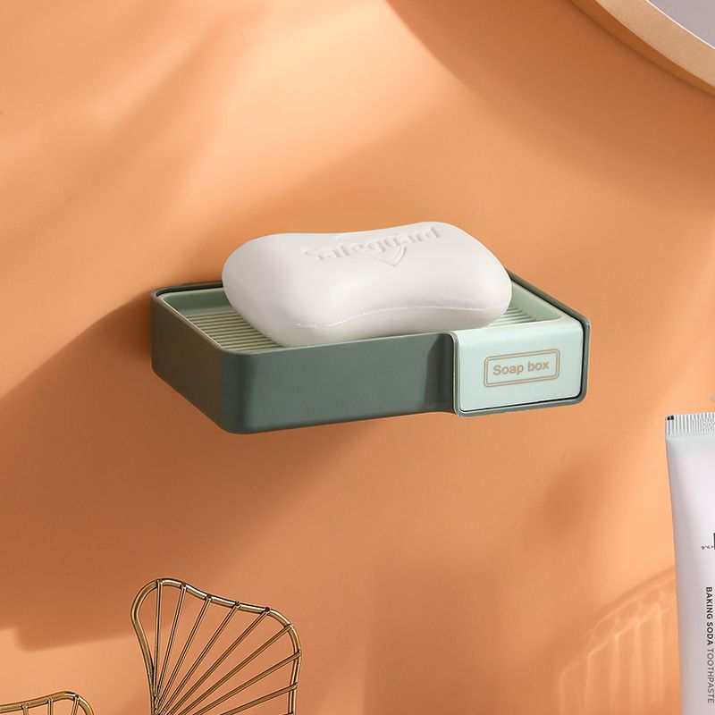 无痕粘贴沥水香皂盒创意双层免打孔浴室置物架双色壁挂肥皂盒图