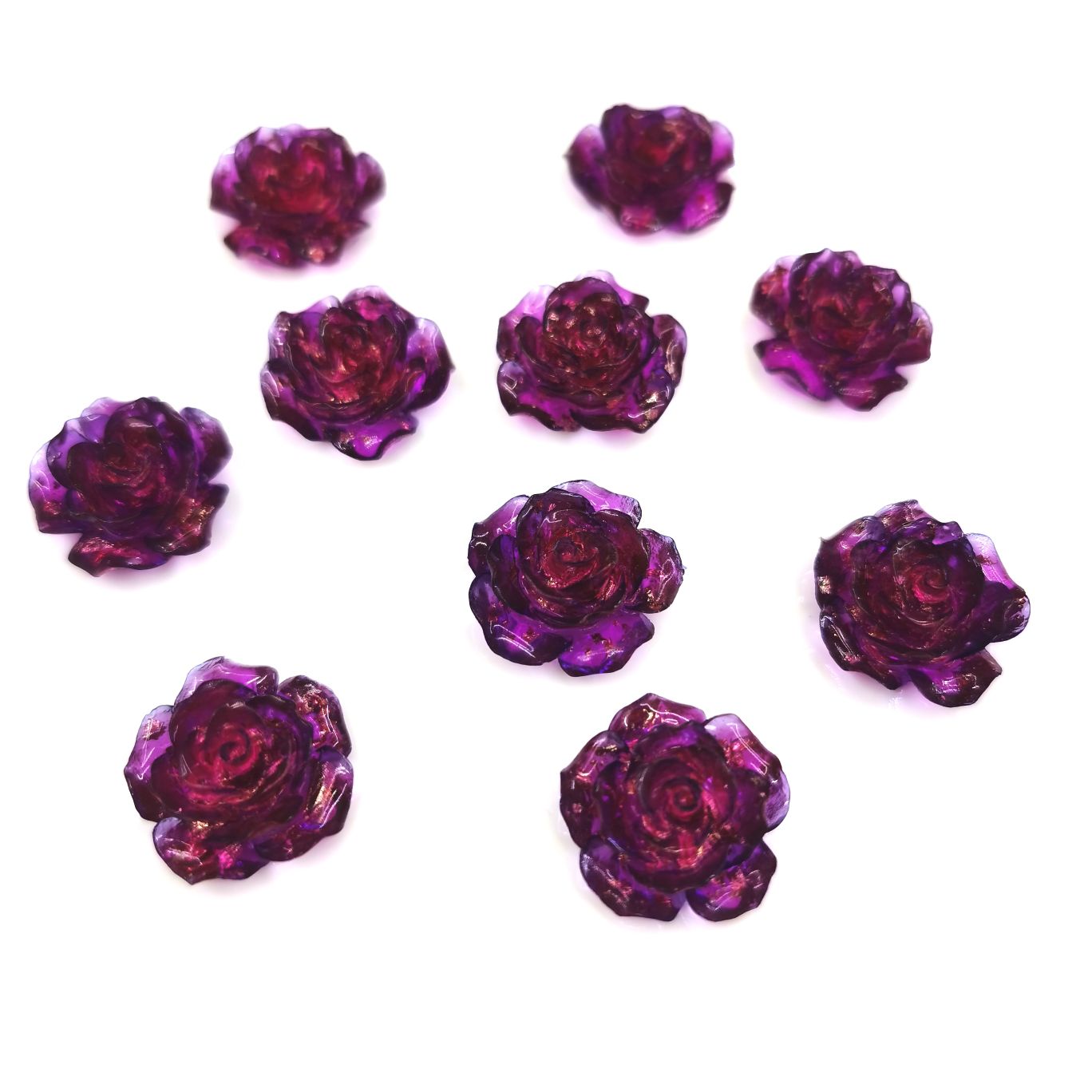 Rose 19mm gold foil effect ice-transparent hair accessory resin flower accessory earrings and earrings Item Picture