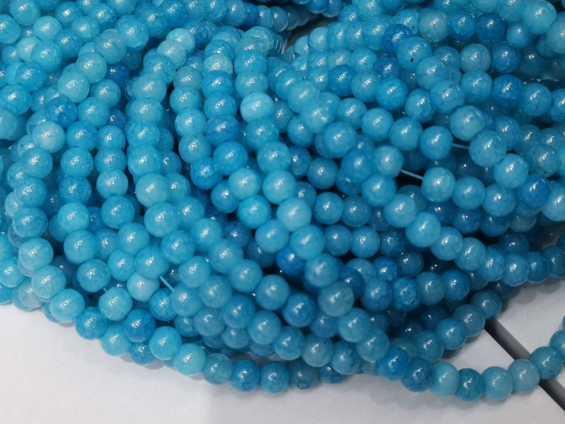 嘉伊6mm浅蓝本色碎花圆珠详情图2