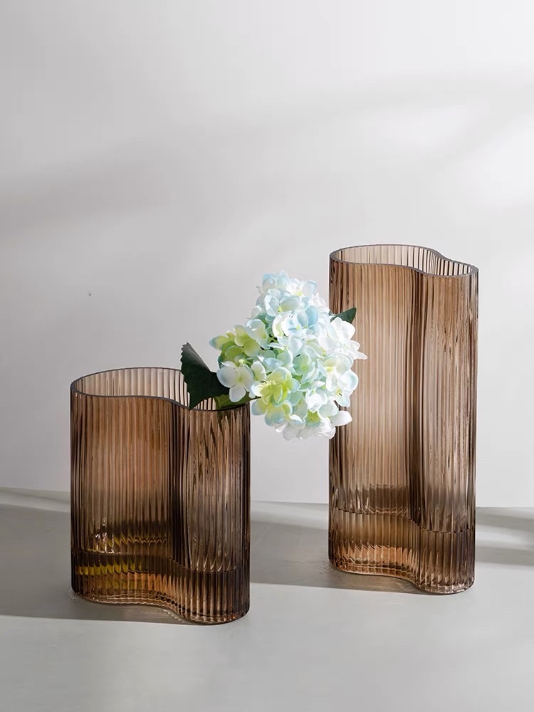 北欧风格简约创意水培鲜花透明玻璃花瓶玫瑰百合花器客厅餐桌摆件