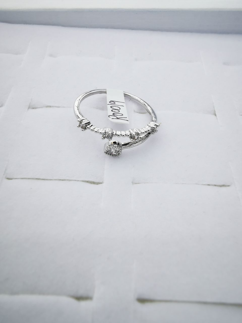 9 Korean pure copper ring girls' small accessory, simple and ins style fashionable small round bean set ring with adjustable opening