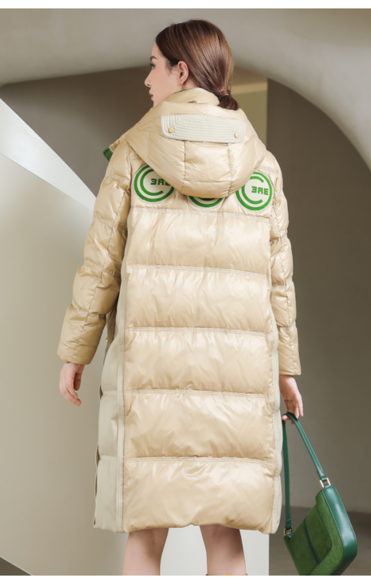 Jimmy Seo's 2021 autumn/winter new women's fashionable, slimming, warm, hooded and easy-to-match mid-length down jacket Application Scenario