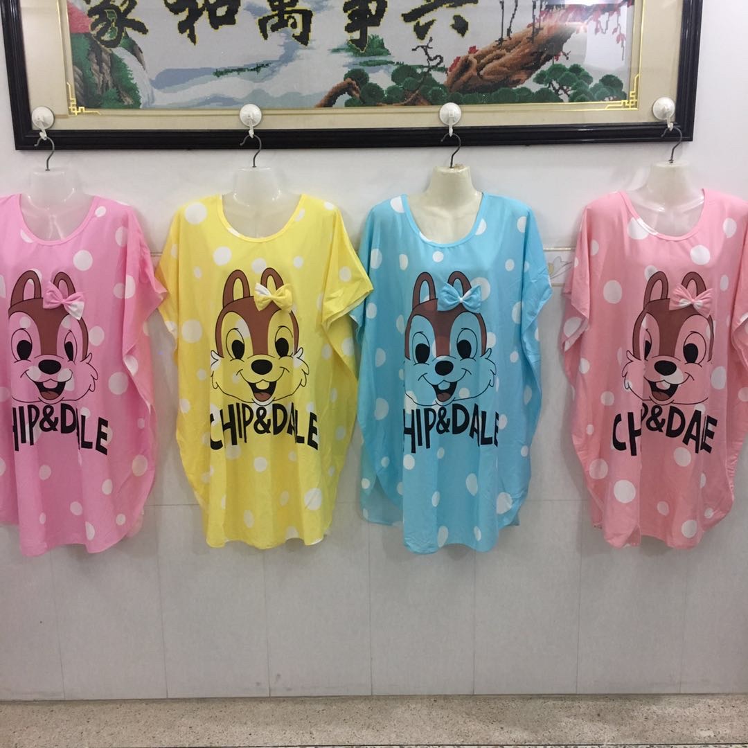 外贸爆款系列加大加肥卡通印花少女蝙蝠袖裙详情图5