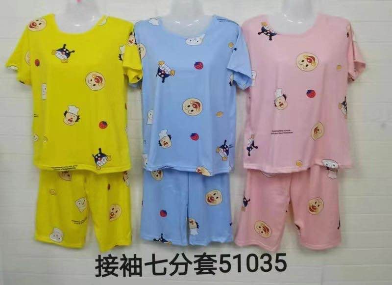 外贸爆款少女卡通印花双短套装家居服详情图1