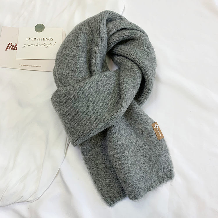 Super Beautiful Milk Tea Color Ins Style Korean Small Scarf Female Winter Wool Knitted Warm Bib Students Super Versatile undefined
