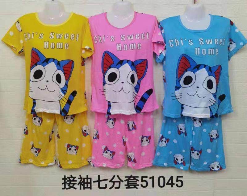 外贸爆款少女卡通印花双短套装家居服详情图7