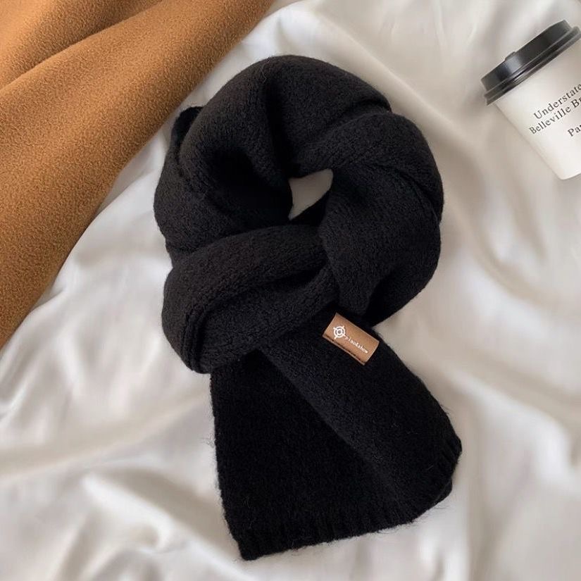Super Beautiful Milk Tea Color Ins Style Korean Small Scarf Female Winter Wool Knitted Warm Bib Students Super Versatile undefined