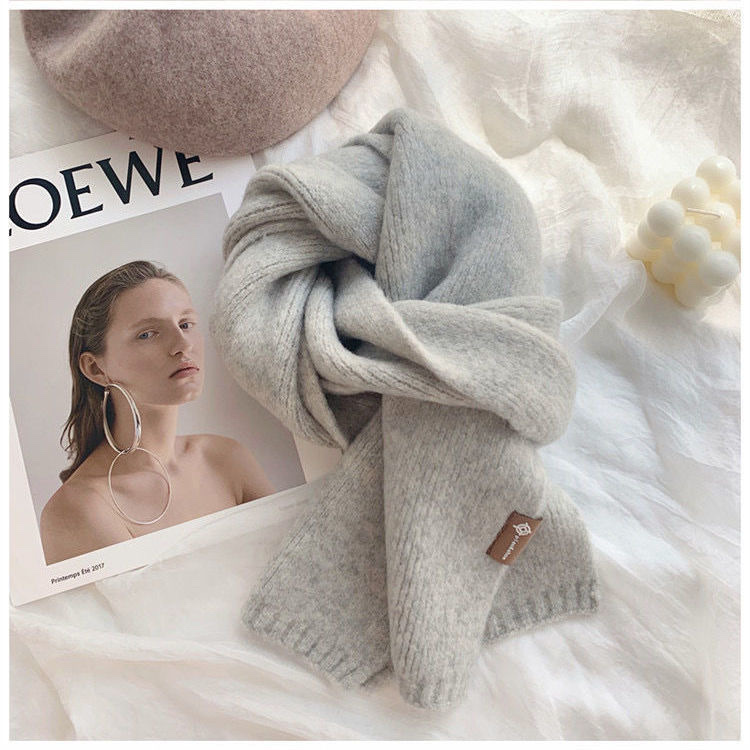 Super Beautiful Milk Tea Color Ins Style Korean Small Scarf Female Winter Wool Knitted Warm Bib Students Super Versatile Item Picture