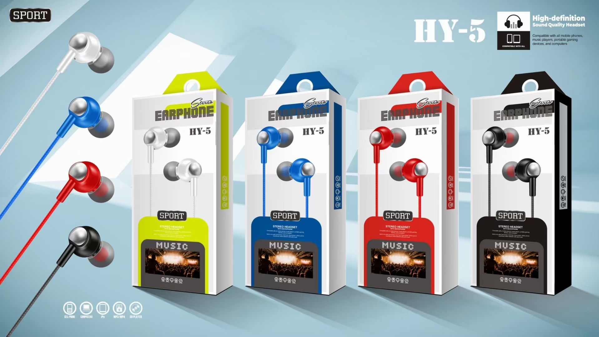 Guangdong sogo auriculares serie HY auriculares de teléfono móvil auriculares en el oído auriculares de macs MP3 auriculares con cable auriculares pequeños moda creativa boutique details Picture