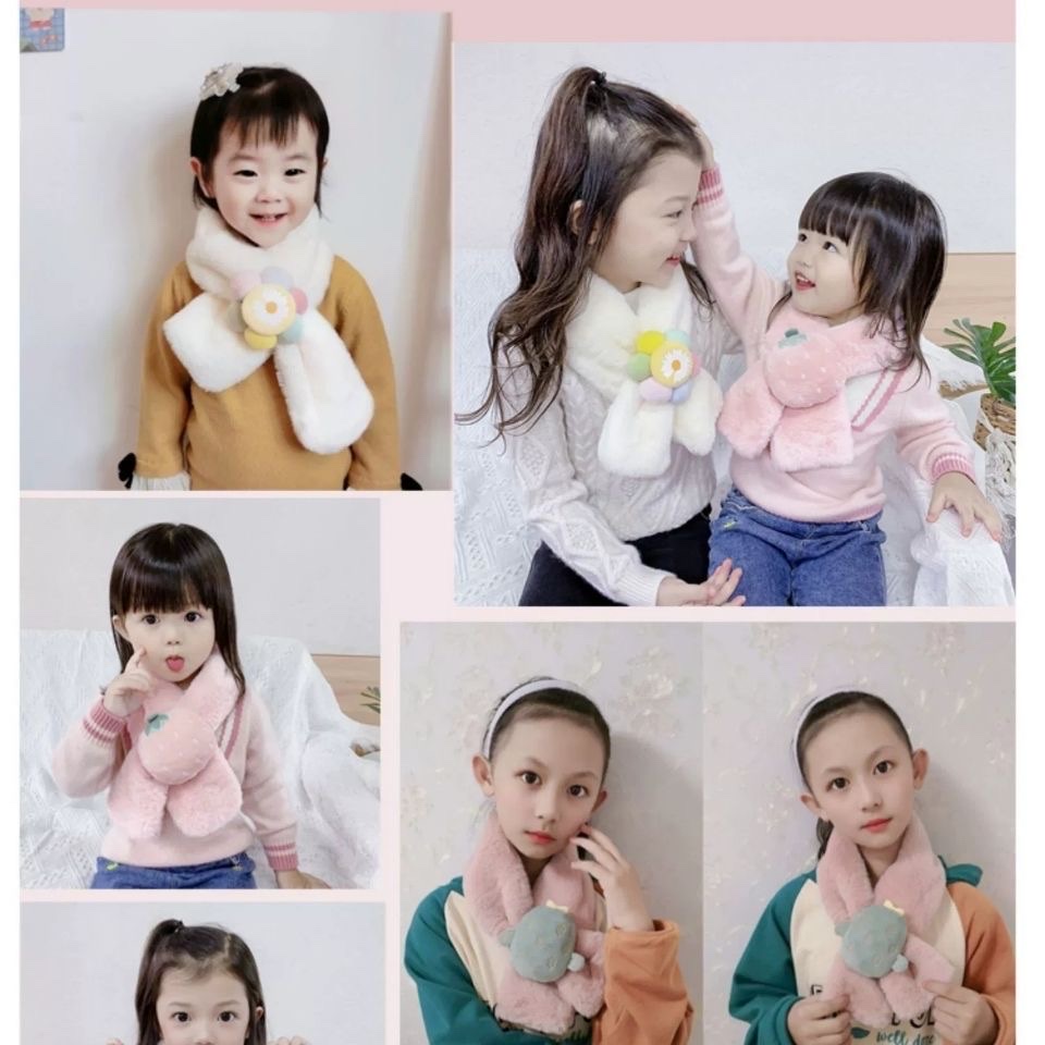 Children's Scarf Imitation Wrase Rabbit Hair Korean Version Of Baby Boys And Girls Plush Neck Autumn Winter Thick Warm Infants Application Scenario