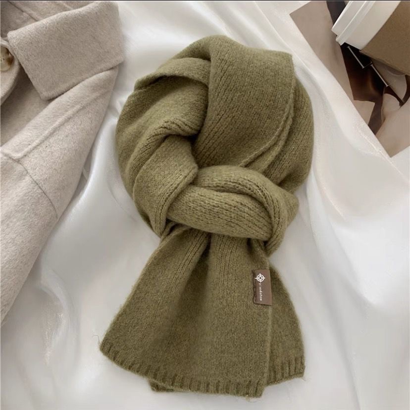 Super Beautiful Milk Tea Color Ins Style Korean Small Scarf Female Winter Wool Knitted Warm Bib Students Super Versatile undefined