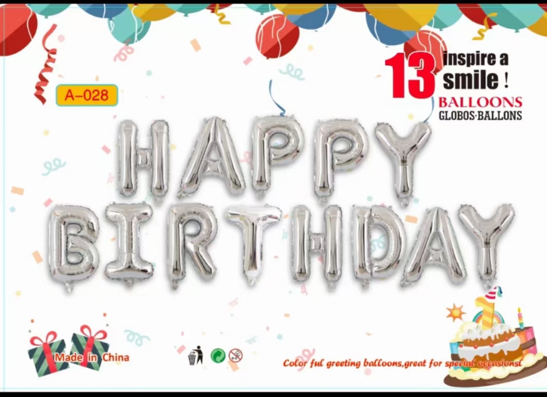 Feliz cumpleaños letras inglesas arreglo de aluminio membrana globo Application Scenario