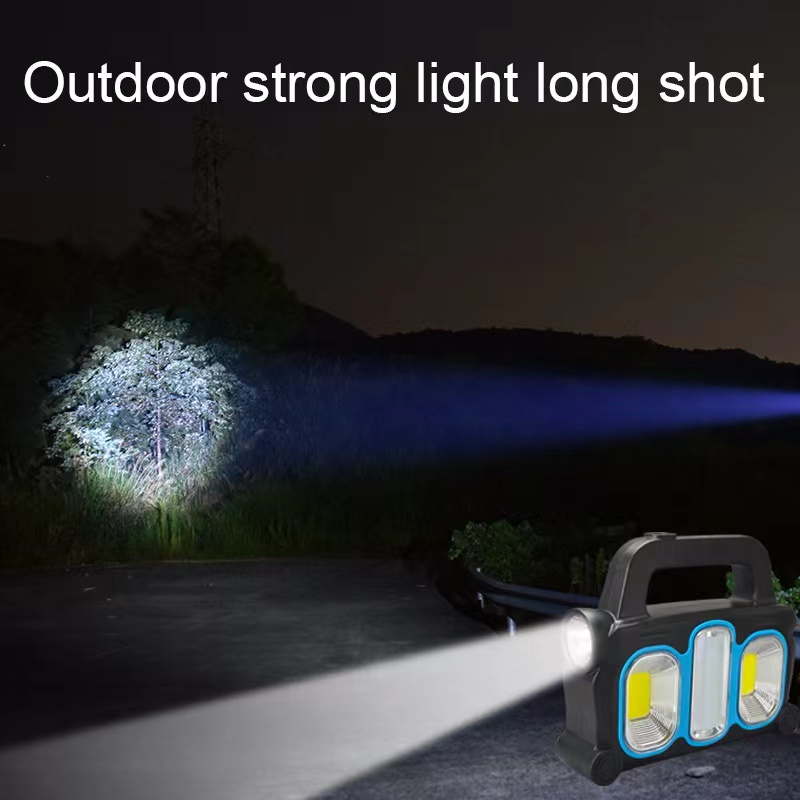 The new COB portable searchlight, solar USB charging camping light, portable work light with strong light Item Picture