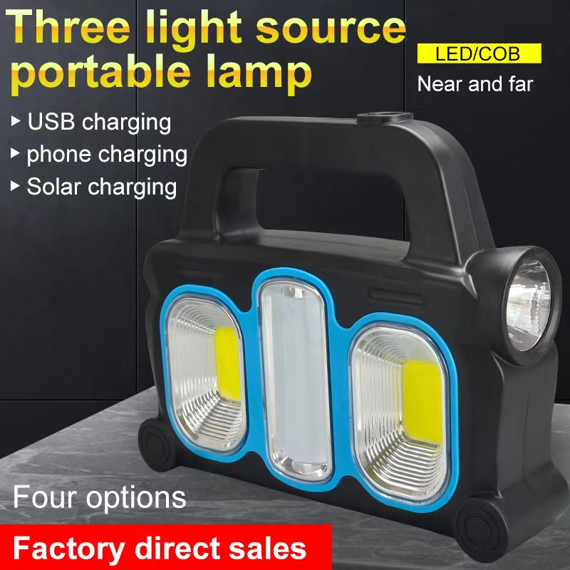 The new COB portable searchlight, solar USB charging camping light, portable work light with strong light pic 7