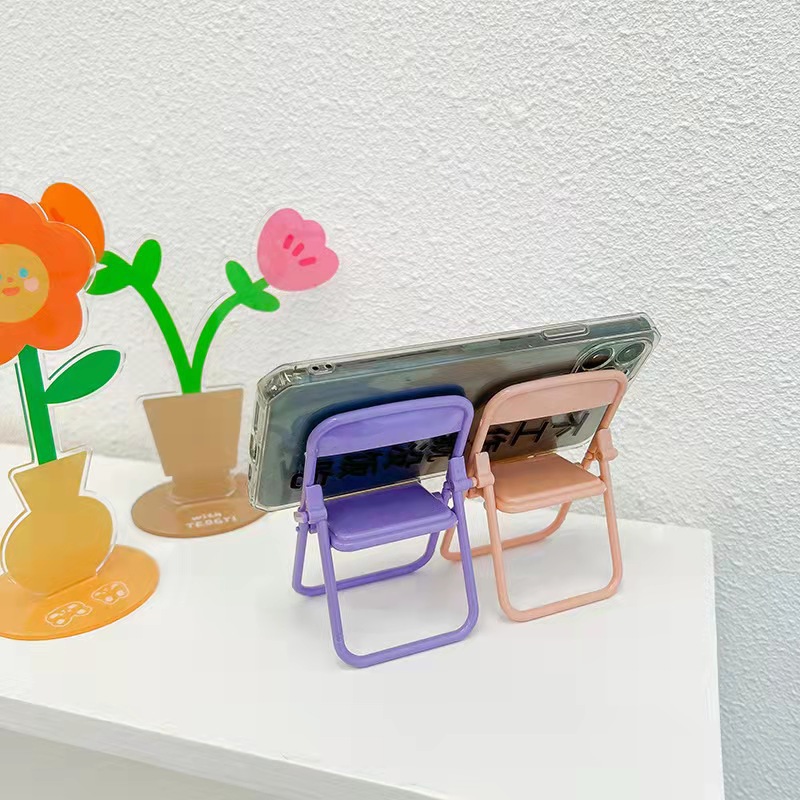 Desktop Chair Mobile Phone Stand Ins Desktop Chair Mobile Phone Stand Decoration Cute Decoration Macaron Color Lazy Stand undefined