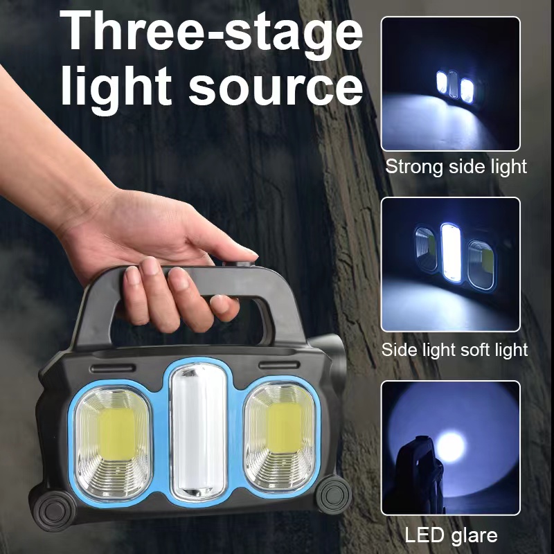 The new COB portable searchlight, solar USB charging camping light, portable work light with strong light pic 8