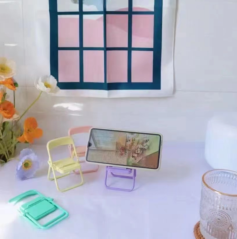 Desktop Chair Mobile Phone Stand Ins Desktop Chair Mobile Phone Stand Decoration Cute Decoration Macaron Color Lazy Stand undefined