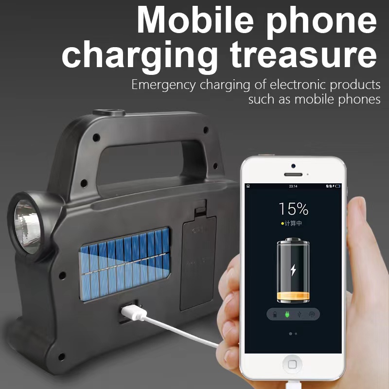 The new COB portable searchlight, solar USB charging camping light, portable work light with strong light pic 2