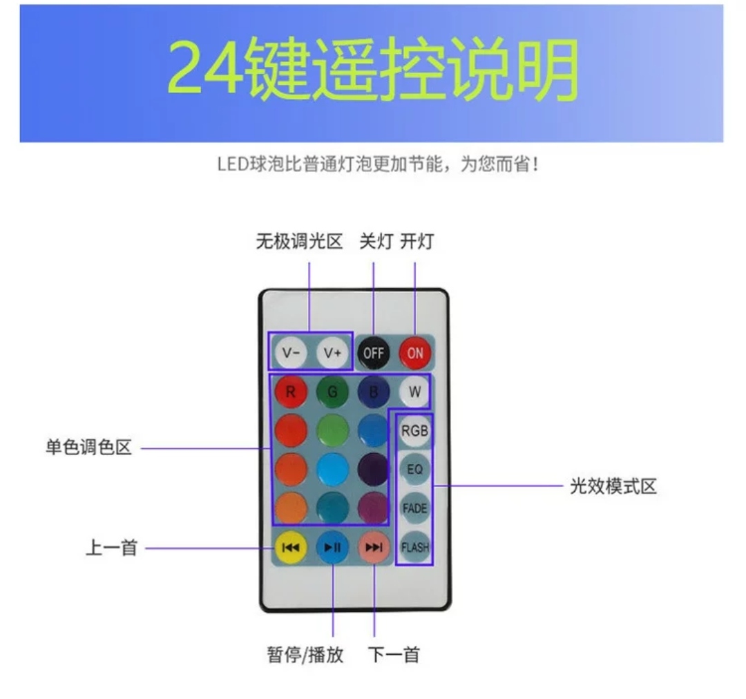蓝牙水晶灯笼遥控LED 灯水晶灯笼蓝牙家用客厅卧室重低音遥控七彩音响灯泡 详情图3