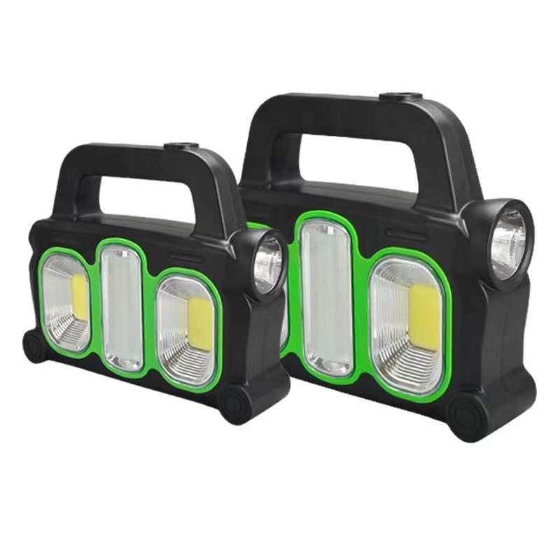 The new COB portable searchlight, solar USB charging camping light, portable work light with strong light details Picture